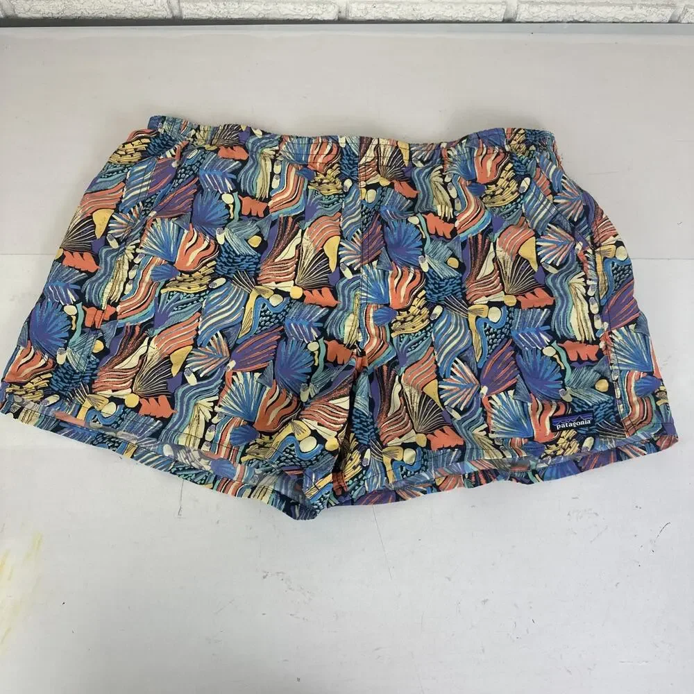 Patagonia Women's Baggies Nylon Shorts Joy Pitch Blue Reef Print 17.5x5 Inches